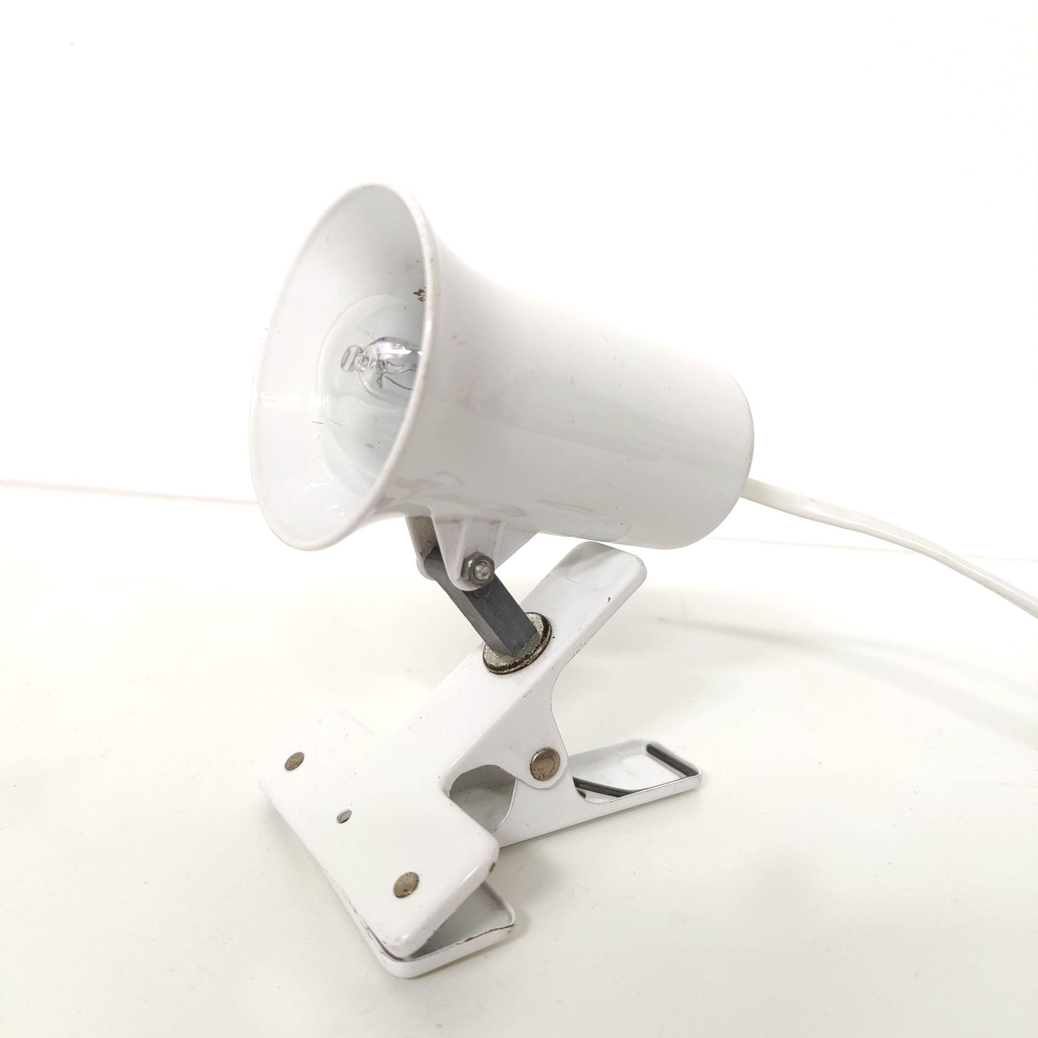 Spot lamp with clip Lita metal white 70s