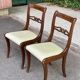 2 solid mahogany and beige fabric chairs, Louis Philippe style