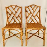2 Italian chairs bamboo and rattan