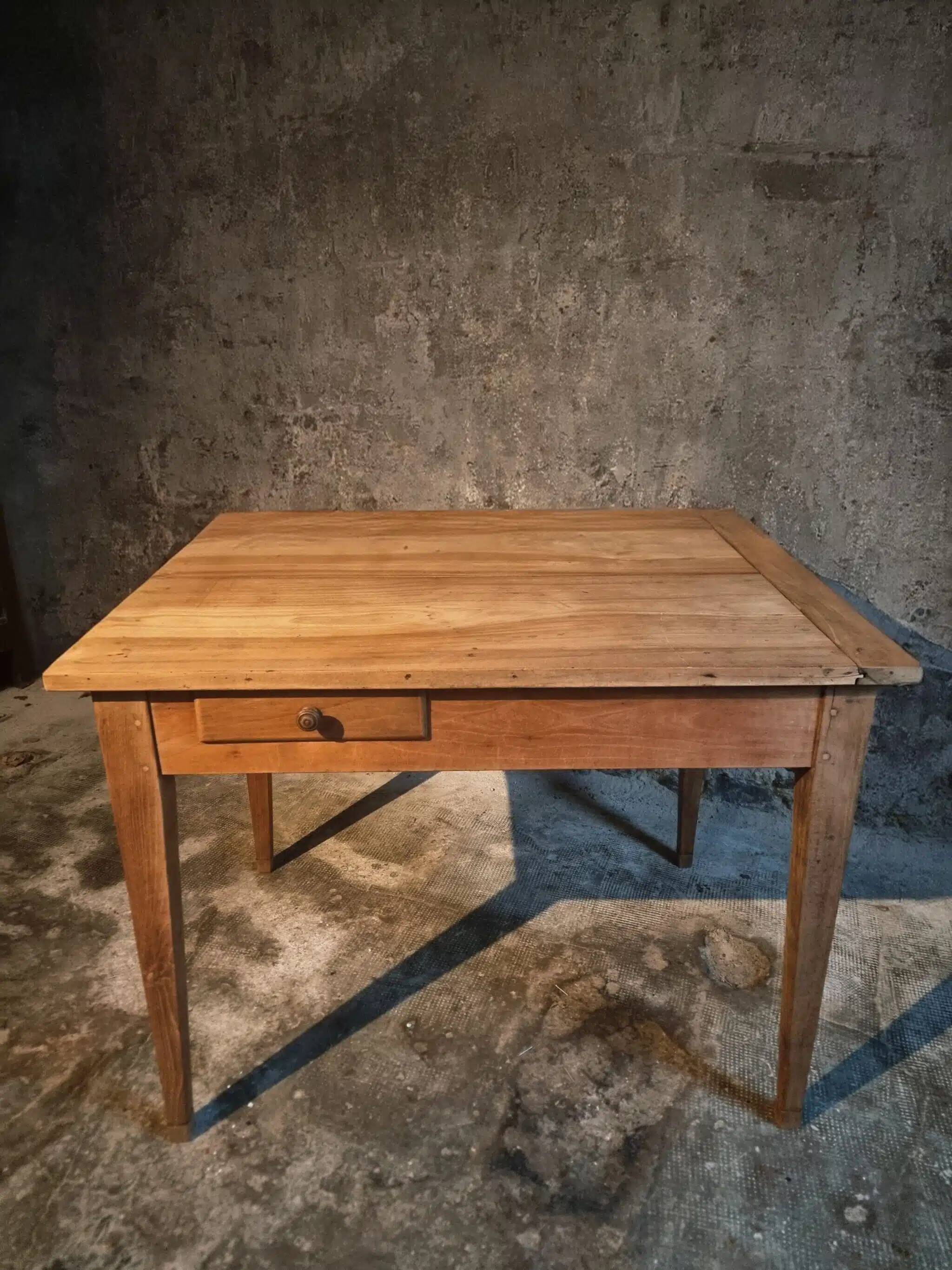 French rural farmhouse table with two drawers, 19th century.