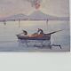 Oil on wood by Riccardo Capone fishermen Italy 50s 60s