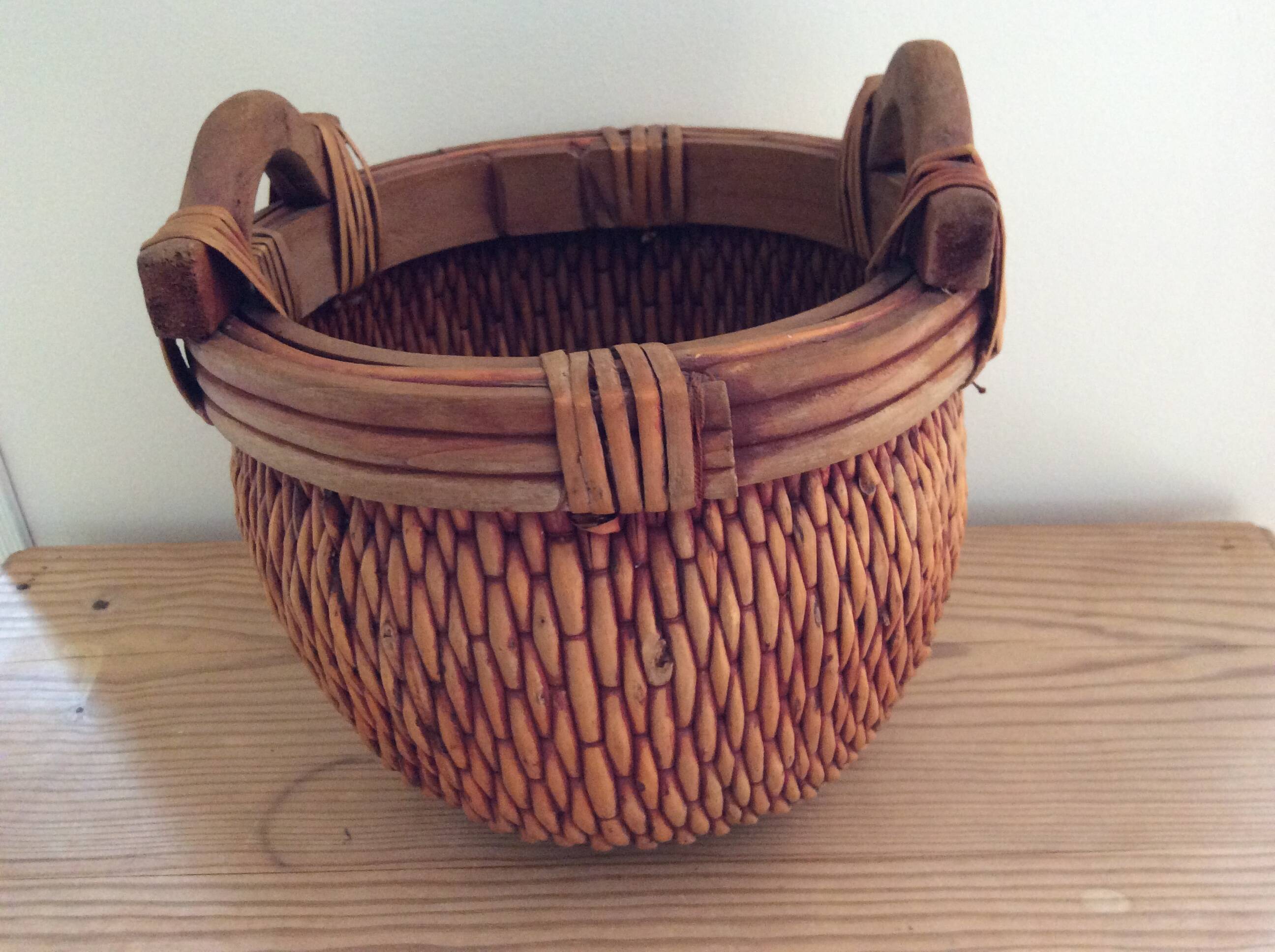 Wooden and wicker basket