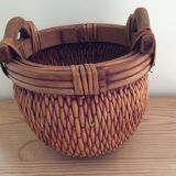 Wooden and wicker basket