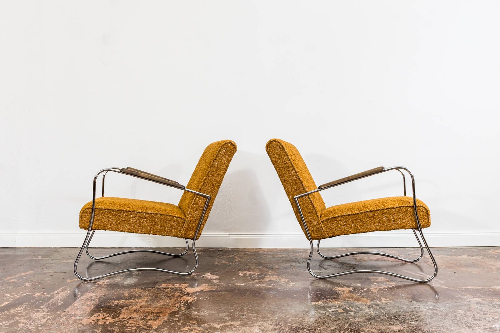 Pair Of Mid Century Orange Armchairs From Fabryka Mebli Wschód Zadziele, 1950s