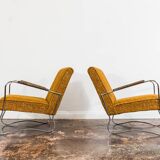 Paire de fauteuils orange vintage de Fabryka Mebli Wschód Zadziele, 1950