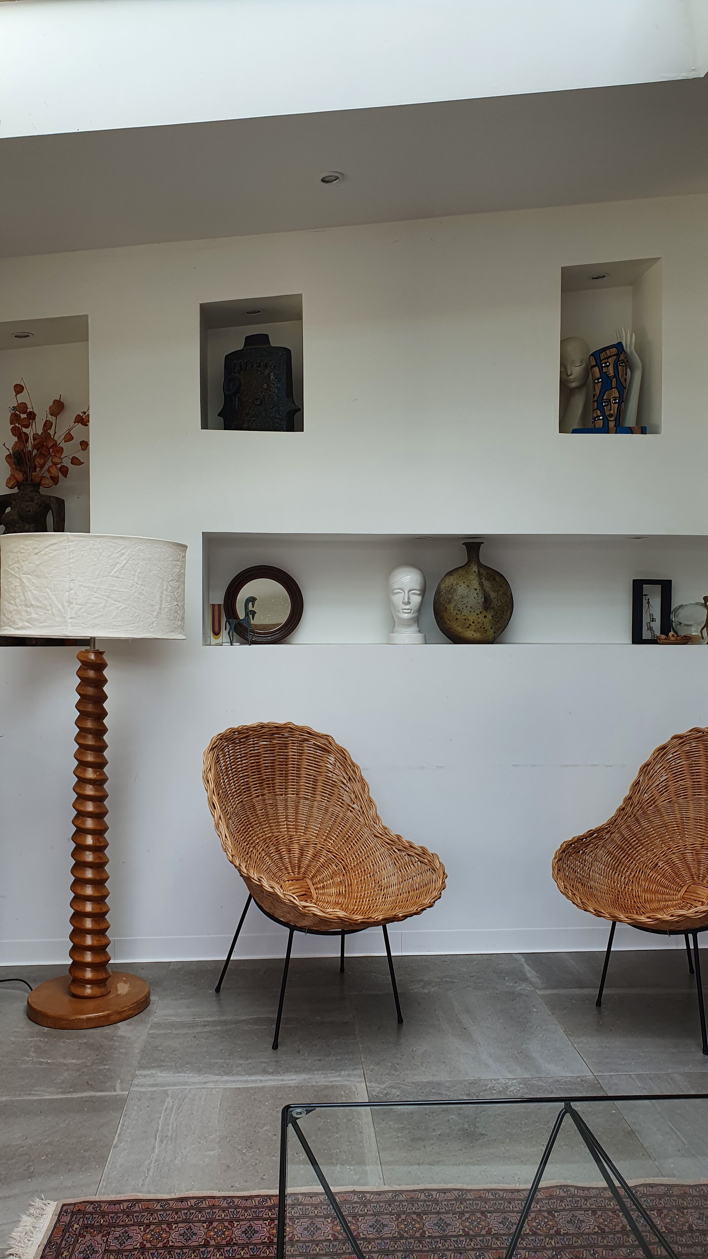 Pair of rattan basket chairs