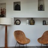 Paire de fauteuils corbeilles en rotin