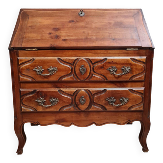 Commode scriban Louis XV en noyer massif circa 1900