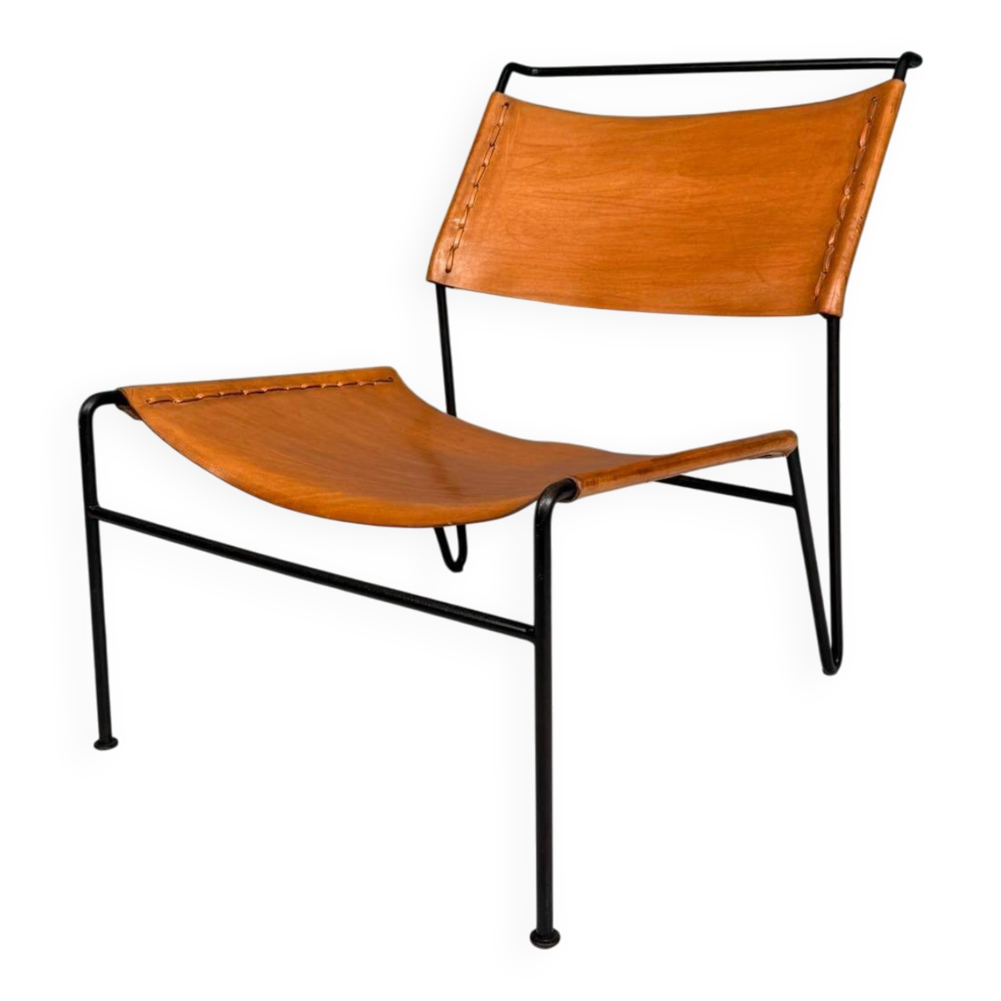 A. A. Dolleman Lounge Chair by Metz & Co, Mid-Century Leather & Metal