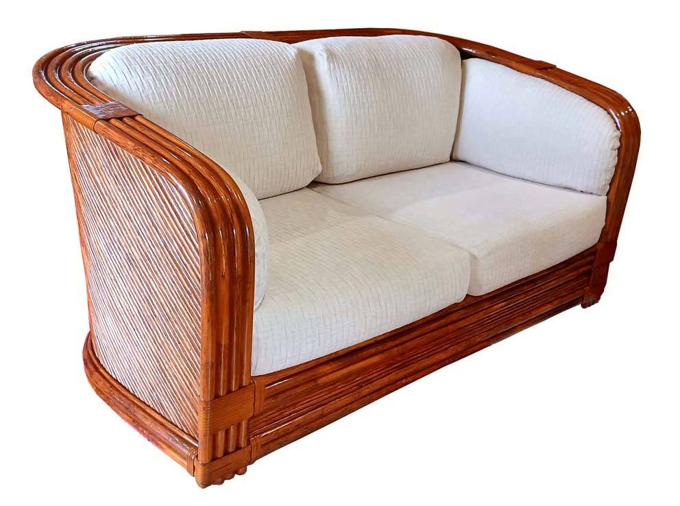 Two-seater sofa in bamboo and rattan by Maugrion for Roche Bobois.