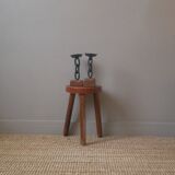 Pair of brutalist design candlesticks wood metal candelabra candlesticks handcrafted