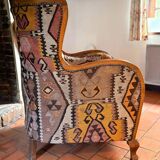 Pair of Roche Bobois armchairs — limited edition in oriental kilim