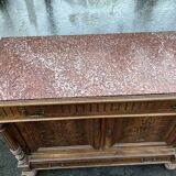 Henri II style low sideboard – carved wood and red marble top