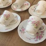 Set de 6 tasses à café anciennes porcelaine striée
