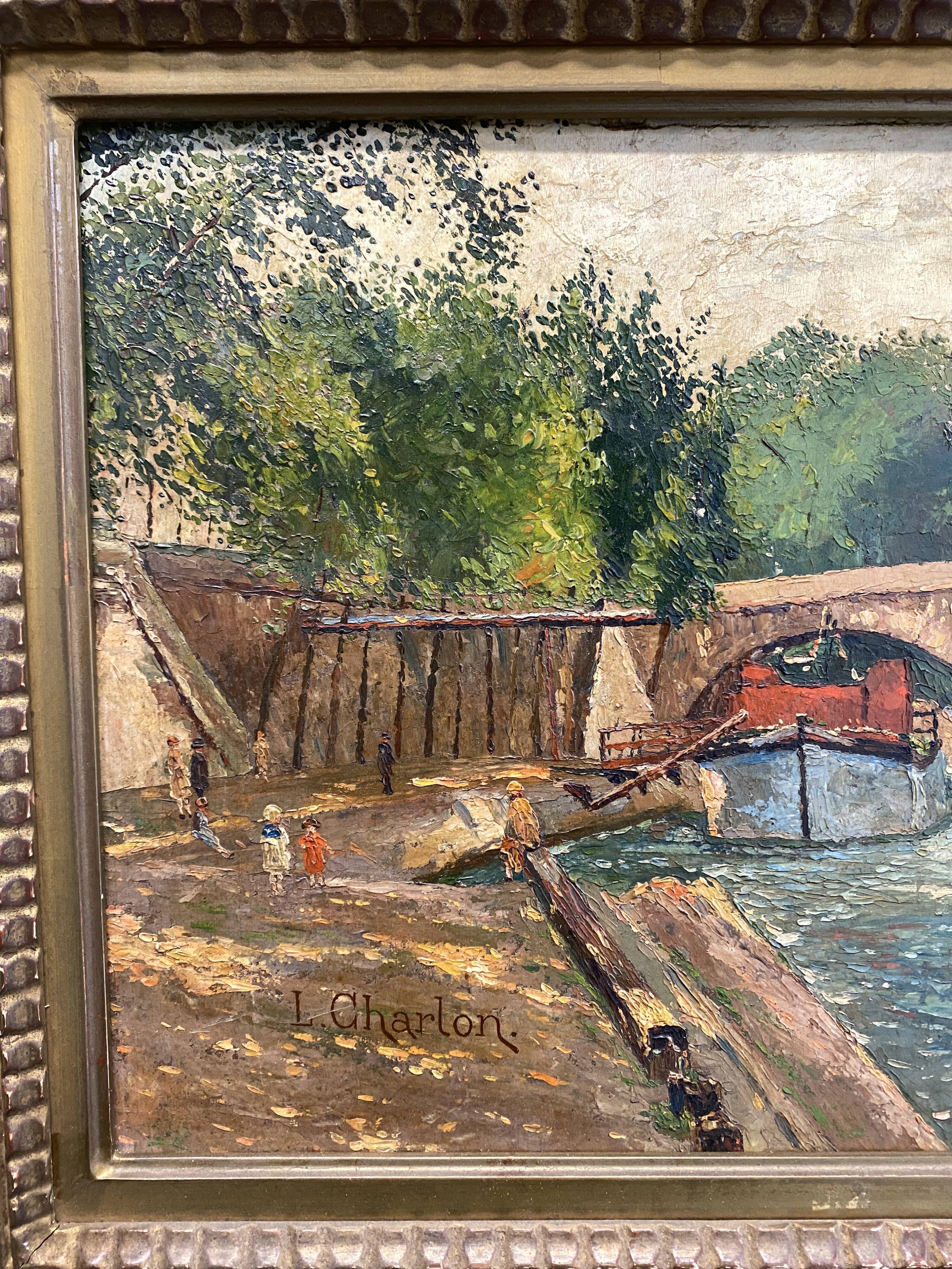 Parisian Seine quay signed L.Chardon