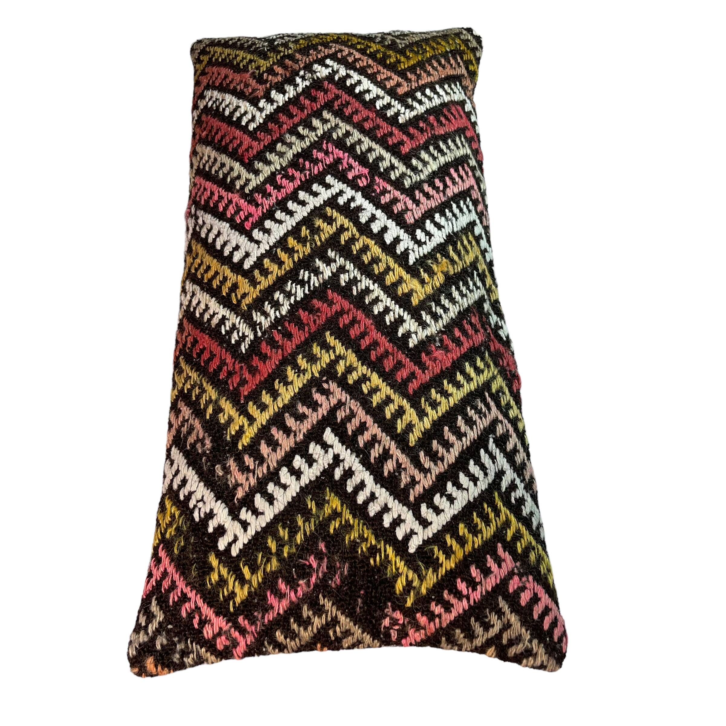 Vintage turkish kilim cushion cover , 30 x 60 cm