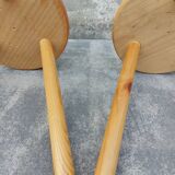 Pair of vintage pine tripod stools