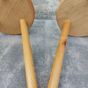 Pair of vintage pine tripod stools