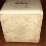 Salt box in faience and wood