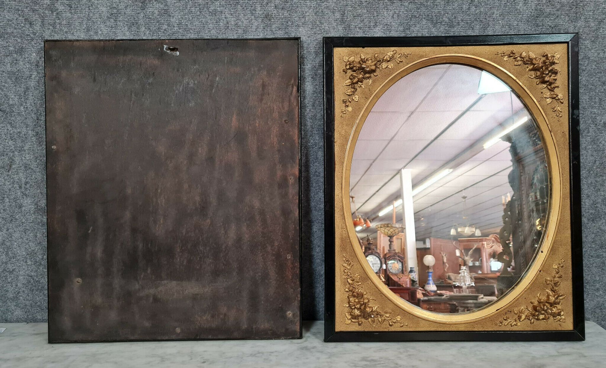 Pair of mirrors in gilded and lacquered wood Napoleon III period around 1880-1900