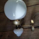 Wall lamp gilded brass globe opaline