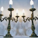 Pair of girandoles 3 bronze lights
