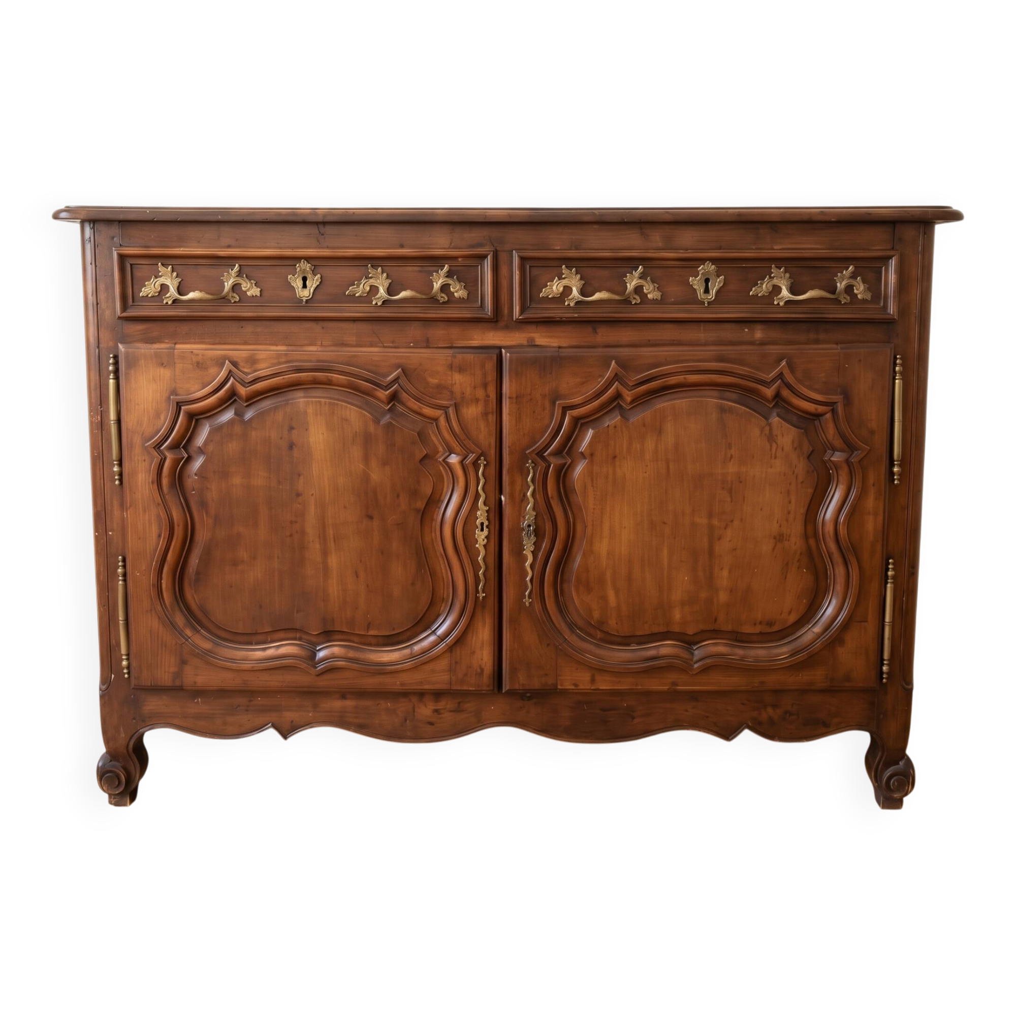 Buffet bas ancien style Louis XV en bois massif
