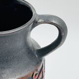 Vase West Germany, ceramic relief, red, 1970s.