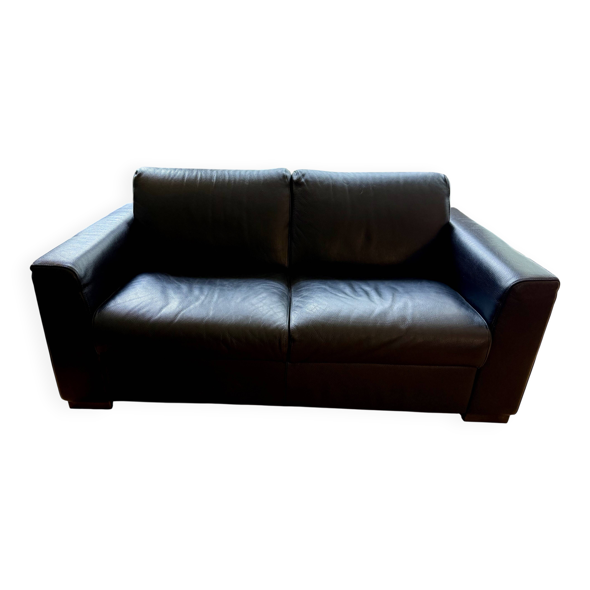 Natuzzi black leather sofa – 2-seater contemporary design