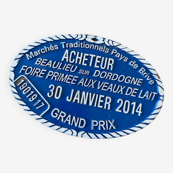 Plaque de concours agricole bleue