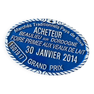 Plaque de concours agricole bleue