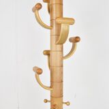 Modernist travertine and wood coat rack 1980s