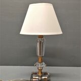 Crystal and golden brass table lamp ~ 1950s/1960s
