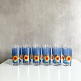 Vintage glass set, VMC Reims France, French lemonade glass 70's