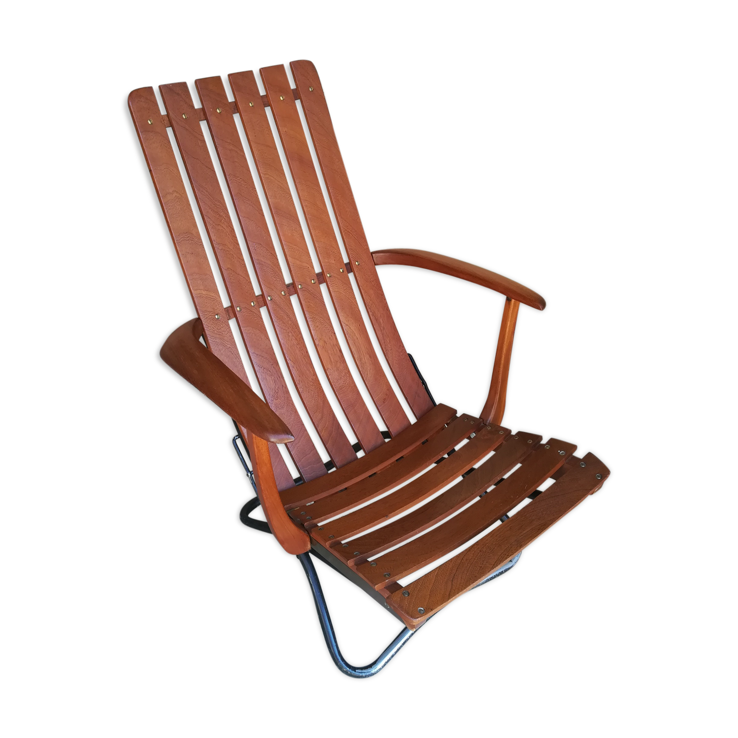 Teak wood folding armchair