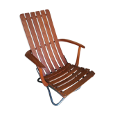 Teak wood folding armchair