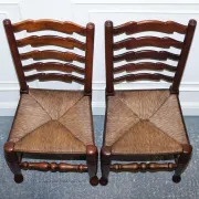 Antique Rush Seat Dining Chairs, England, 1910s, Set of 6