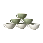 Set of 6 coffee cups Digoin letters and Villeroy & Boch green sage 50s-60s