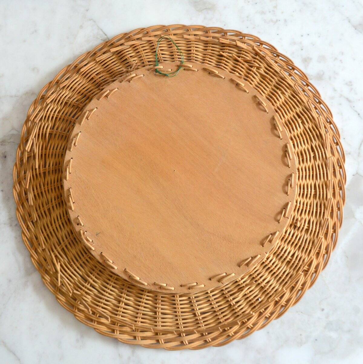Vintage 1960s woven rattan mirror