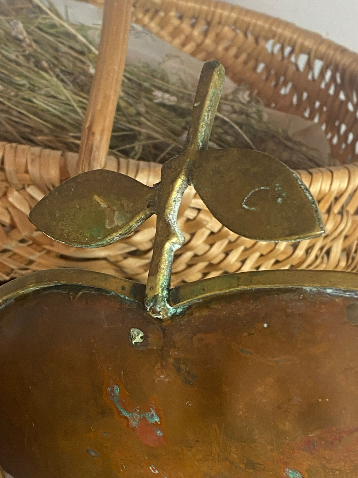 Brass and copper apple catchall