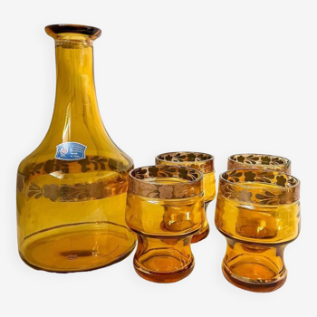 Pichet et Verre Ambré Cristallerie Artistiche Italienne