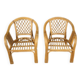 Pair of Italian wicker armchairs from the 60s