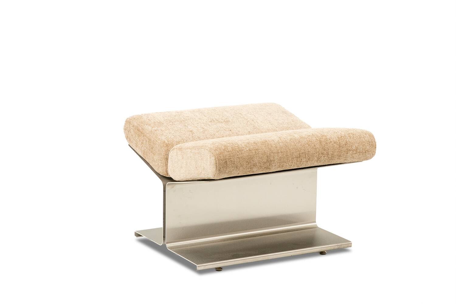 Paul Geoffroy for Uginox. Pair of brushed steel stools. Circa 1970.