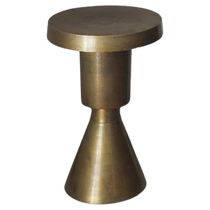 Sculptural metal side table, contemporary brassy side for modern interiors