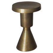 Sculptural metal side table, contemporary brassy side for modern interiors