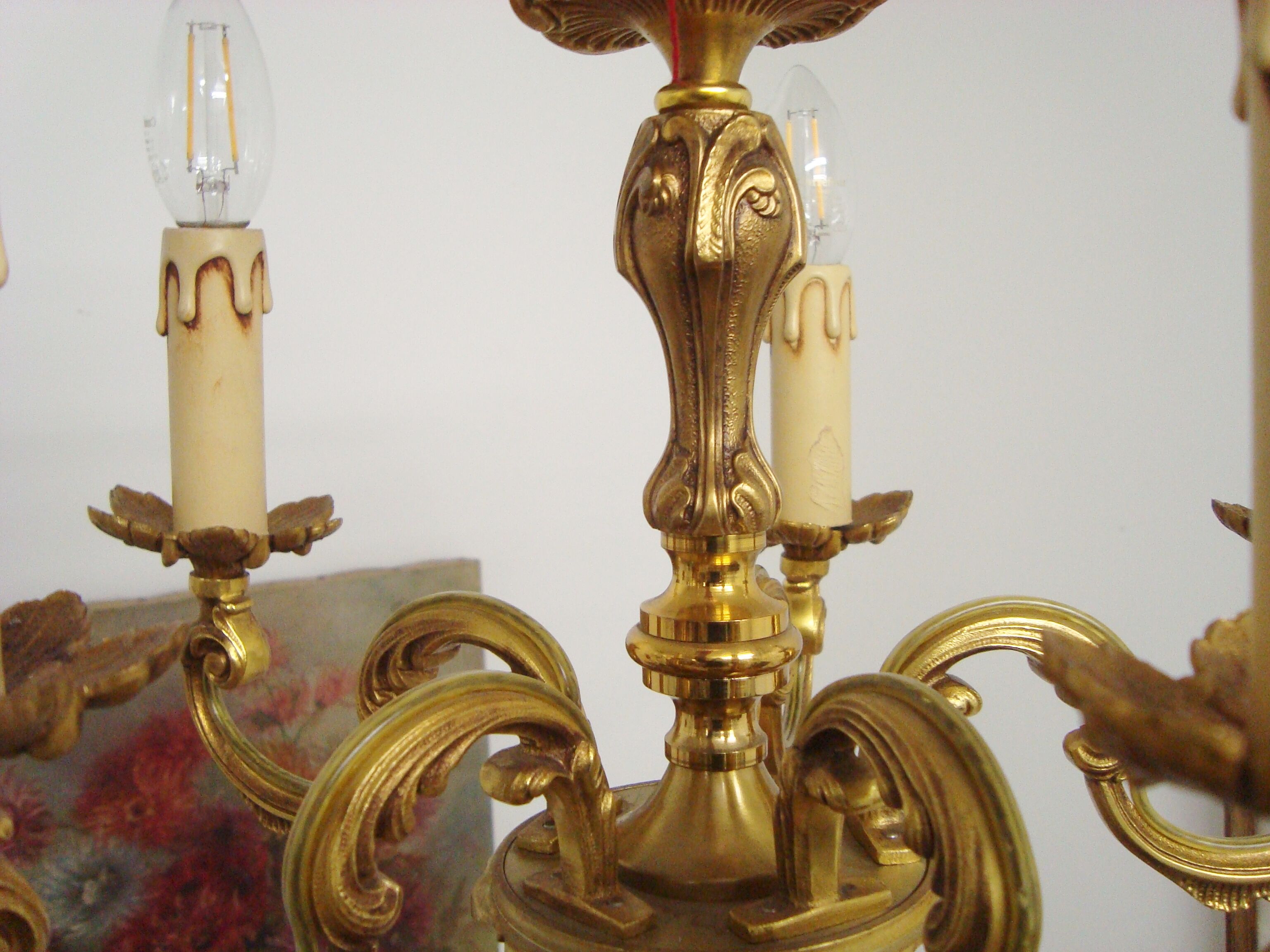 Lustre vintage Lucien Gau Paris en bronze