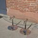 Table ovale Design années 70 – Verre, Chrome & Noyer