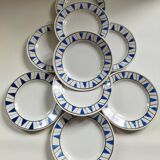 9 dessert plates Hamage & Moulin des Loups, Etoile bleu model