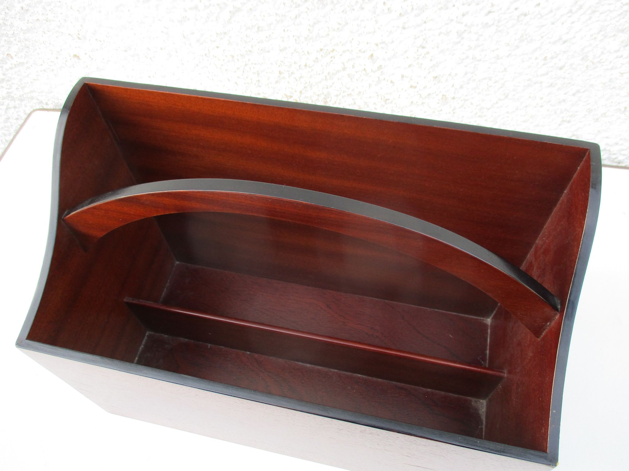 Magazine holder vintage vinyl door in mahogany wood