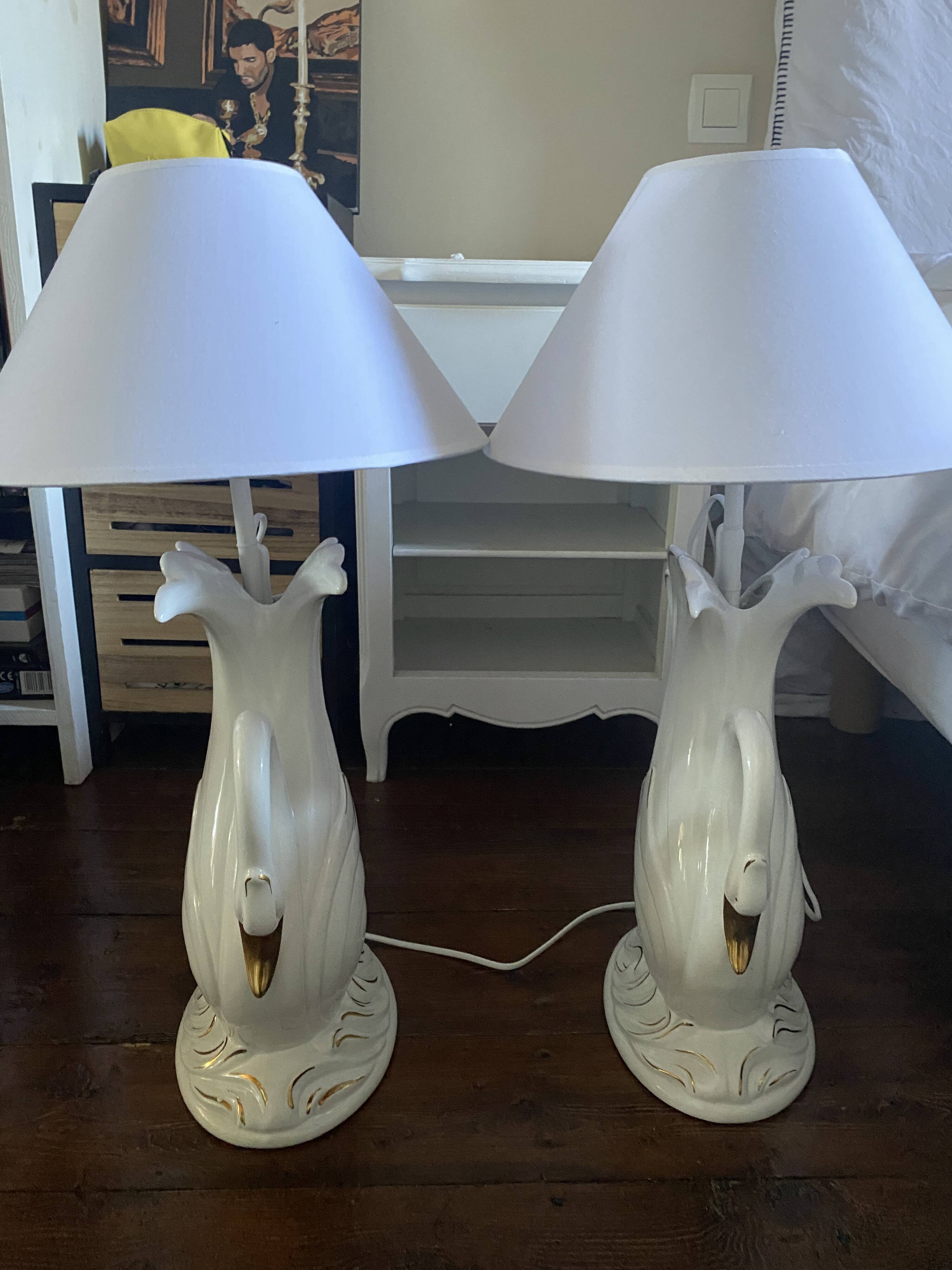 Lot de 2 lampes cygnes Bassano Italy